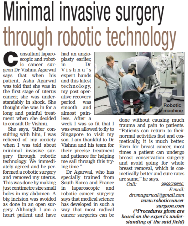 Dr. Vishnu Agarwal - Article in Bombay Times - November 2016